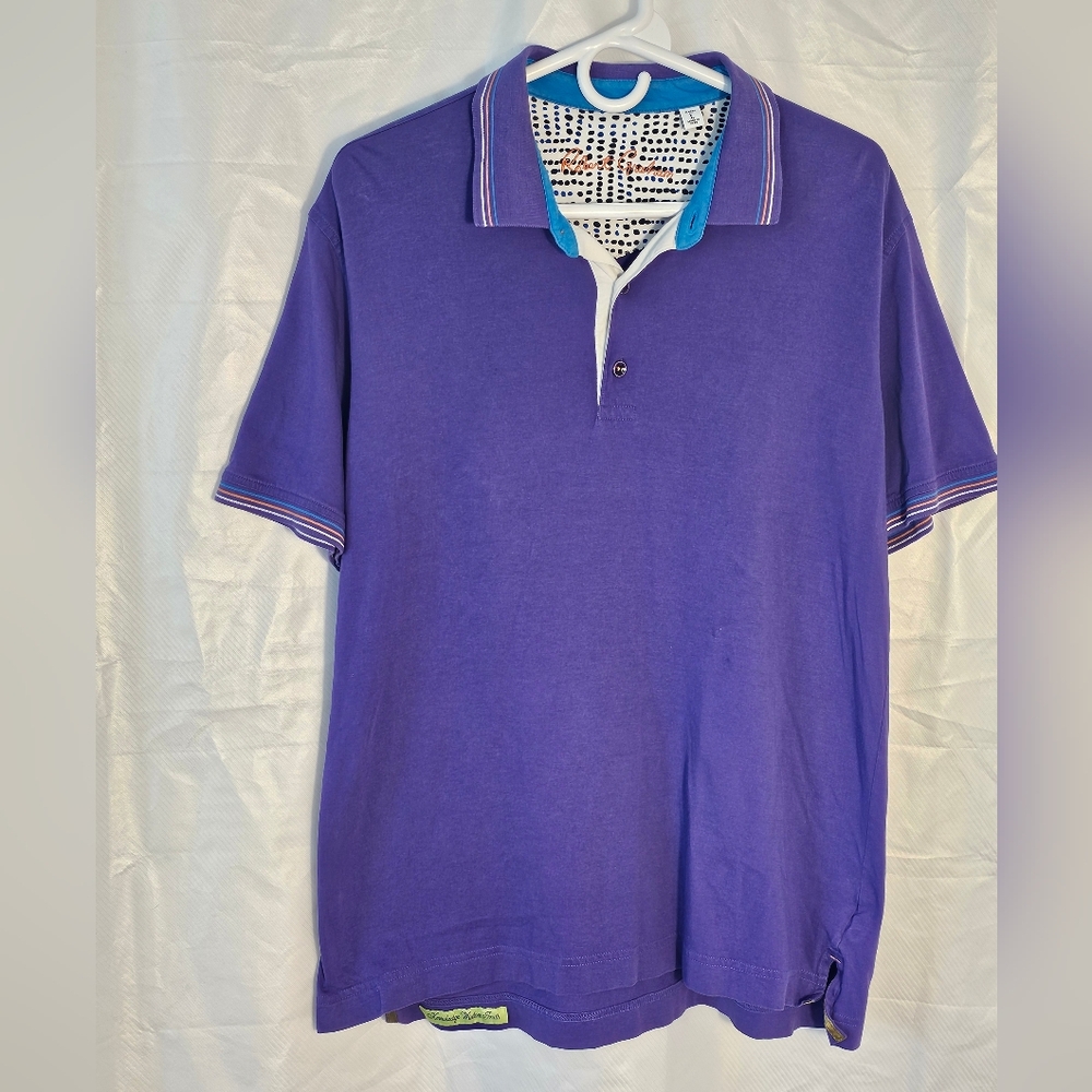Robert Graham Purple Polo Shirt Mens Large